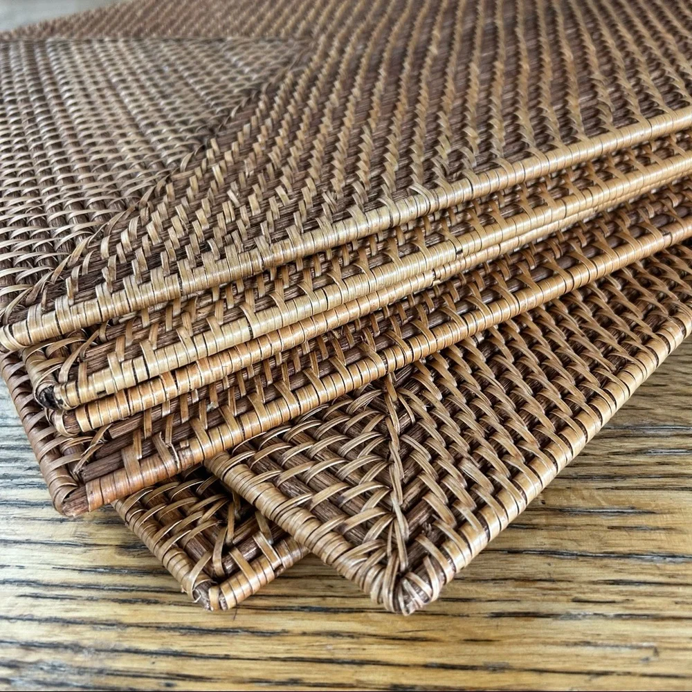 Tava Handwoven Rattan Rectangular Placemats/Chargers